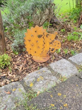 Rost Igel mit Pilz  - 24 cm hoch